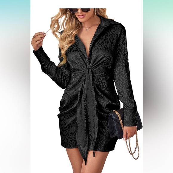 Wrap style dress silk new leopard black - Picture 3 of 7